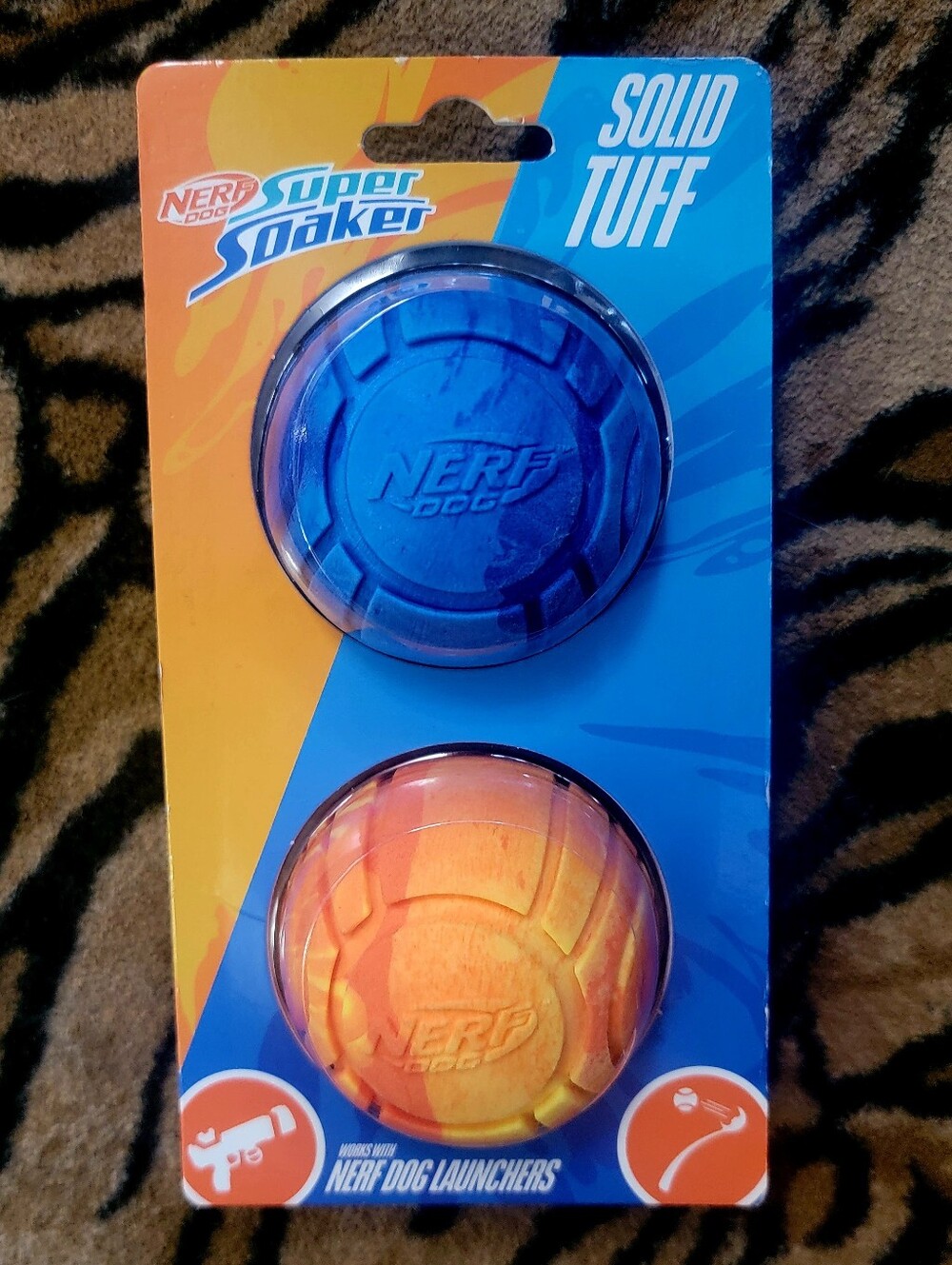 Nerf Dog Super Soaker Balls Solid Tuff 2 Pack - Blue and Orange Ea.